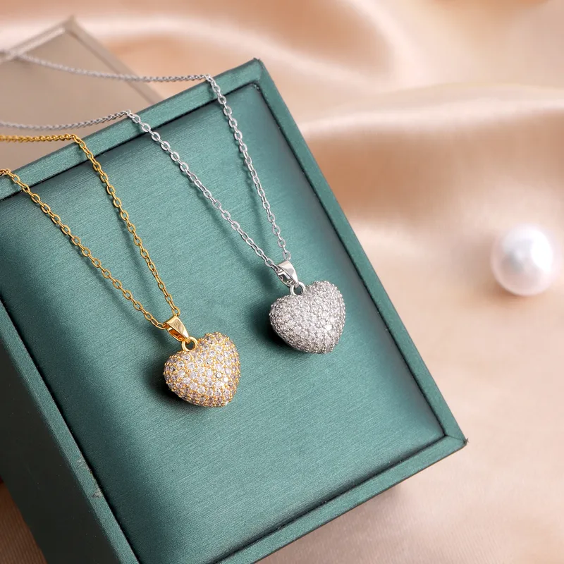 Wholesale Heart Shape 316 Stainless Steel Simple Style Pendant Necklace