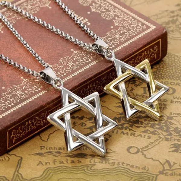 Wholesale Fashionable Stainless Steel Six-Pointed Star Magic Array Necklace Unisex Titanium Steel Pendant Jewelry Simple Style Popular On Taobao