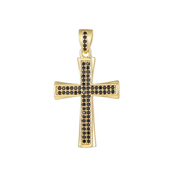 Wholesale Women’s Waterproof Non Tarnish Copper Cross Necklace With KC Golden Plated Electroplated Finish And Zircon Inlay