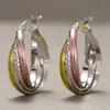 Wholesale Three-dimensional Geometric Earrings For Women In Copper With KC Golden Plated Water Plating And 0.03µm Thickness