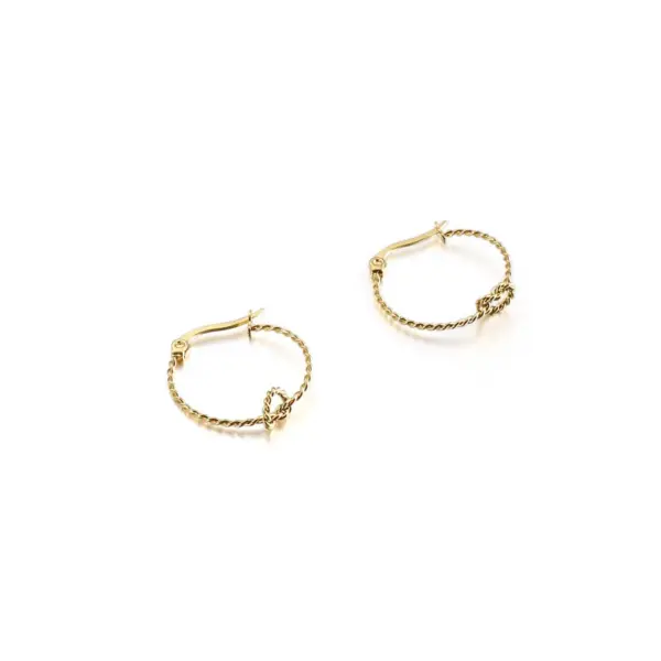 Wholesale 304 Stainless Steel Geometric Solid Color PVD Coated 18K Real Gold Plated Simple Style Waterproof Non Tarnish Plating Hoop Earrings
