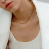 Wholesale Double-layer Stacked Snake Bone Chain Necklace Women's High-end Light Luxury Niche Retro Golden Titanium Steel Necklace Chain