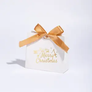 100-2 White (Merry Christmas) Champagne Ribbon / Small Size