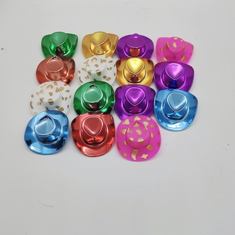 Wholesale Cross-border supply mini flash laser cowboy hat 5.5CM red light party hairpin red wine decoration DIY accessories