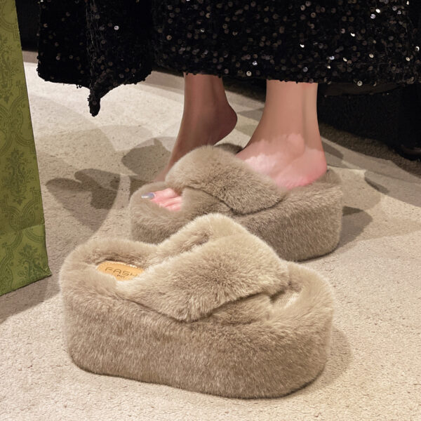 oly-913115a59afbf1cb89dea538a7b2c9f1 Wholesale Thick bottom round head cross Mao Mao women's slippers warm indoor fashion thickened cotton slippers