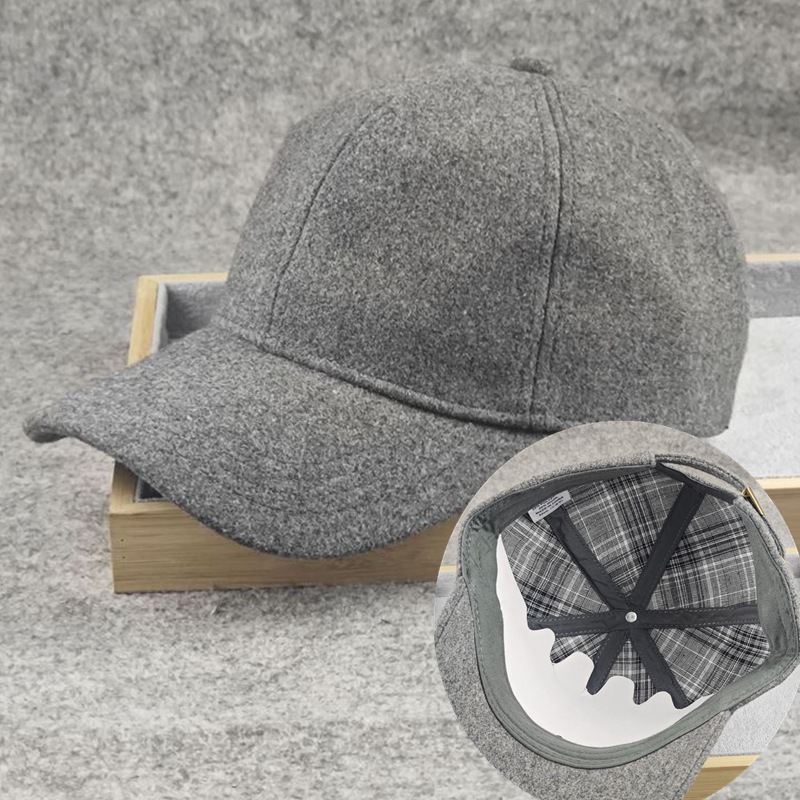 Wholesale Big Head Wool Warm Baseball Cap Men's Winter Thickened Cold-proof Dad Grandpa Hat plus size Cap Men's