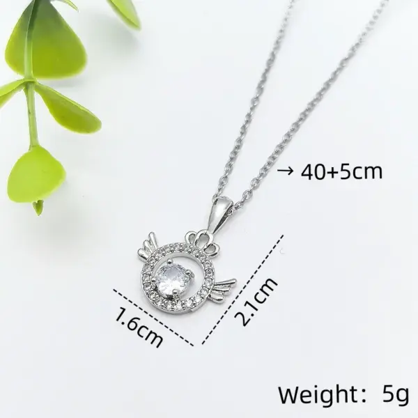Wholesale Handmade Wings Necklace For Women In 201 Stainless Steel With Golden Electroplated Finish And Glass Inlay On Cable Chain
