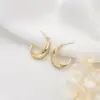 Wholesale C Shape Stud Earrings For Women Featuring 925 Sterling Silver Posts With 14K Real Gold Plated Copper And Zircon Inlay