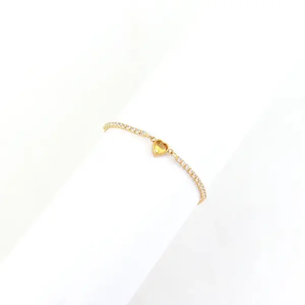 Wholesale Jewelry Elegant Simple Style Heart Shape Artificial Crystal Copper Artificial Crystal Slider Chain Bracelets