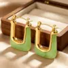 Wholesale Geometric Stud Earrings For Women, Waterproof Non Tarnish 304 Stainless Steel With 18K Real Gold Plated PVD Coating And Resin Inlay