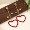 Wholesale Red Love Earrings Pierce Heart with One Arrow Advanced Qingdao Jewelry Ladies Valentine's Day Gift
