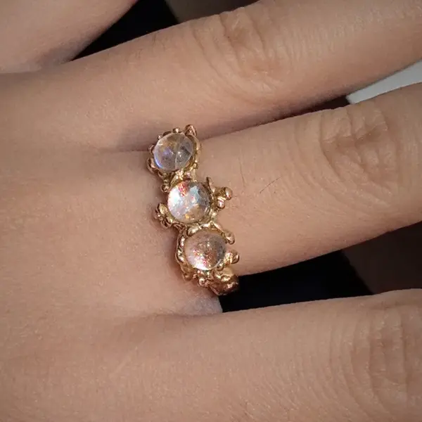 Wholesale Irregular Waterproof Non Tarnish Women Rings In 304 Stainless Steel With 18K Real Gold Plated PVD Coating And Artificial Gemstones