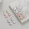 Wholesale Square Drop Earrings With Zircon Inlay, Electroplated Copper And 925 Sterling Silver Studs In New Style