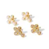 Wholesale PVD Coated Real Gold Plated Cross 304 Stainless Steel Fashion Waterproof Non Tarnish Earrings