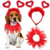 Wholesale Dog Valentine's Day Costume Heart-Shaped Dog Headband Dog Pouchy Dress Costume Red Holiday Valentine's Day Party Accessories