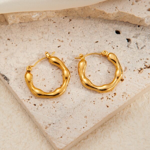 oly-9179912e9a45b3c7076897368280507a Wholesale trend metallic titanium steel geometric smooth irregular grain earrings female retro versatile stainless steel
