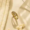 Wholesale Vacuum Electroplating (In Furnace) 18K Gold Plated 304 Stainless Steel Rose Flower Rope Knot Love Heart Zircon Metal Wind Ring