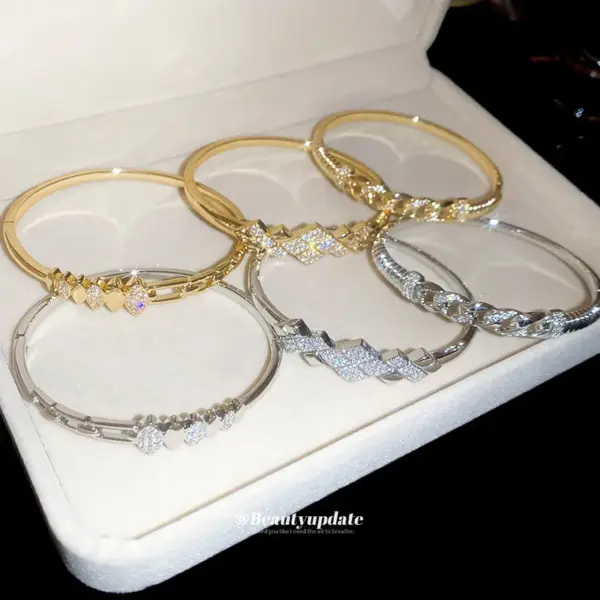 Wholesale Round Copper Bangle For Women With Real Gold Plated Finish And Zircon Inlay