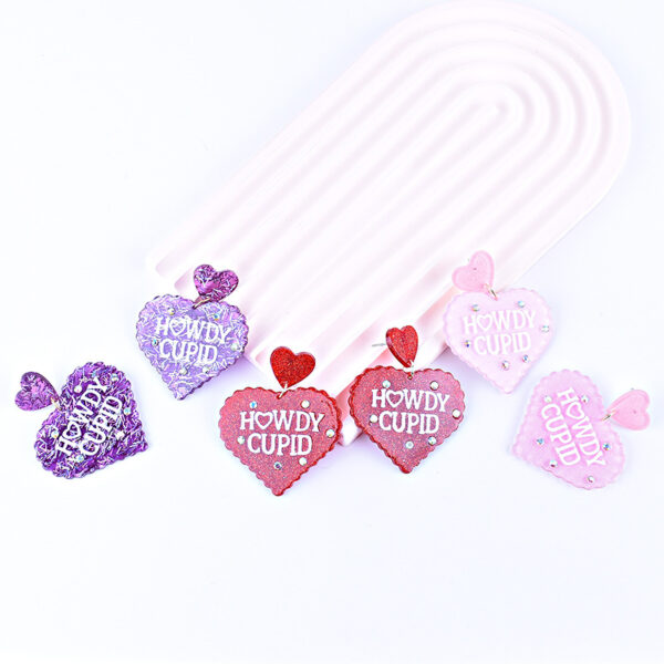 Wholesale  Valentine's Day earrings red pink purple lovely earrings Cupid letter earrings