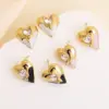 Wholesale 1 Pair Elegant Romantic Sweet Heart Shape Enamel Inlay 304 Stainless Steel Zircon Ear Studs
