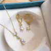Wholesale Water Droplets Hypoallergenic Necklace For Women With 18K Real Gold Plated 316 Stainless Steel And Zircon In Figaro Chain, PVD Coated