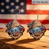 Wholesale Retro Conch Drop Earrings With White & Red Acrylic And 304 Stainless Steel Ear Pins For Women