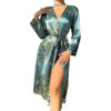 Wholesale Sexy Pajamas Thin Strap Nightgown Cardigan Printed Spring and Summer Silk Long Sleeve Ice Silk Women's Home Clothes