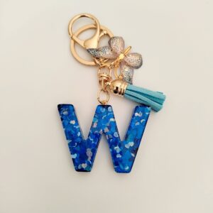 Blue letter keychain pendant/W