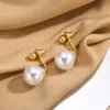 Wholesale 1 Pair Simple Style Classic Style Solid Color Plating Inlay Zinc Alloy Artificial Pearls 18K Gold Plated Ear Studs