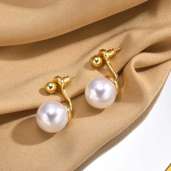 Wholesale 1 Pair Simple Style Classic Style Solid Color Plating Inlay Zinc Alloy Artificial Pearls 18K Gold Plated Ear Studs