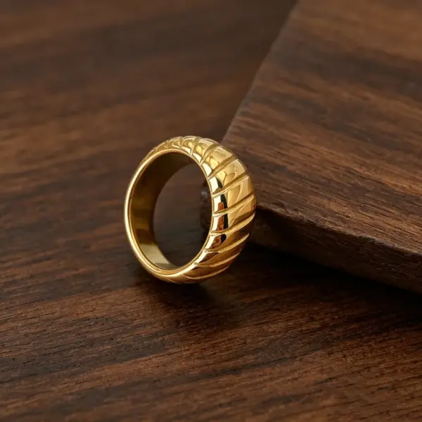 Wholesale Unisex Geometric Rings In 316 Stainless Steel With 18K Real Gold Plated PVD Coated Hypoallergenic Finish