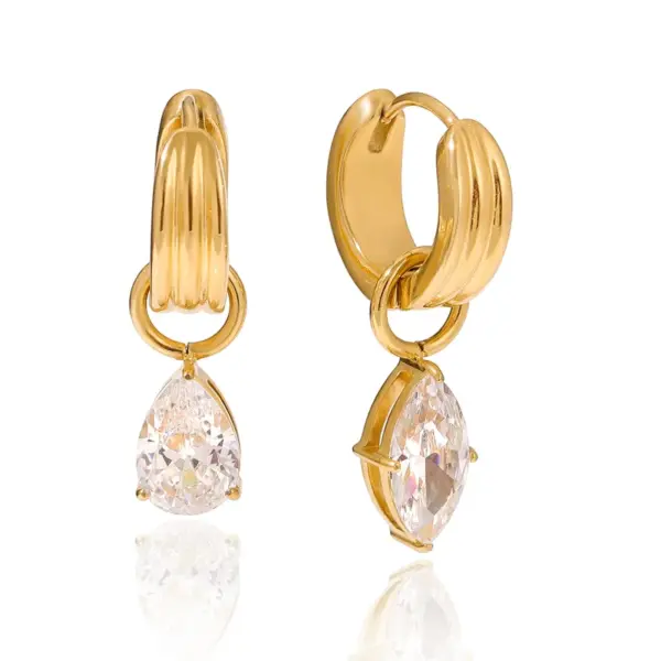 Wholesale 304 Stainless Steel Water Droplets PVD Coated 18K Real Gold Plated
