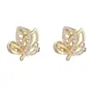 Wholesale Three-dimensional Butterfly Stud Earrings For Women With Copper And Zircon Inlay, Featuring 925 Sterling Silver Posts