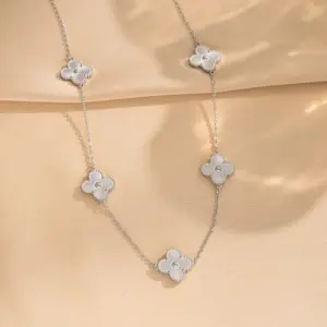 Silver Five-leaf Clover Necklace