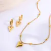 Wholesale Jewelry Retro Simple Style Heart Shape Titanium Steel Earrings Necklace