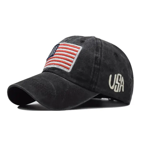 Wholesale Men's Basic American Flag Embroidery Crimping Curved Eaves Baseball Cap
