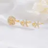 Wholesale Women’s New Style Open Star Rings In Copper With Zircon Inlay