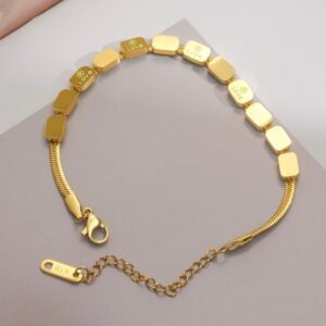 Gold love square snake bone bracelet