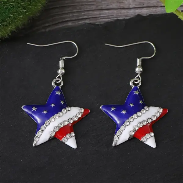 oly-91e03082609d70700e058d62a882407c Wholesale 1 Pair Classic Style Star American Flag Plating Zinc Alloy Drop Earrings