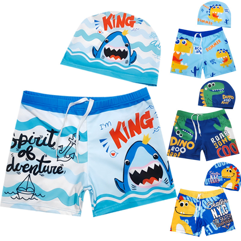 Wholesale Children's Swimming Trunks Cartoon Boxer Swimsuit Quick-drying Little Boy Baby Big Boy Swimming Pool Beach Swimsuit