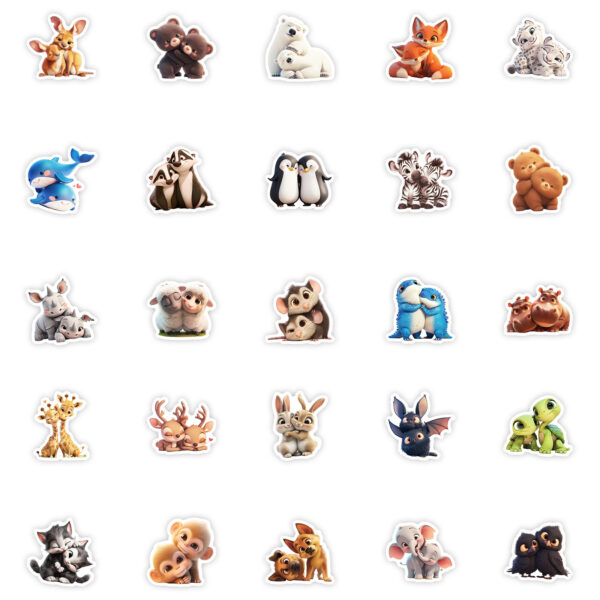 oly-91e7da52e192f17956002a3acf6a9f03 Wholesale 50 warm small animal graffiti stickers all kinds of small animal to touch creative waterproof stickers