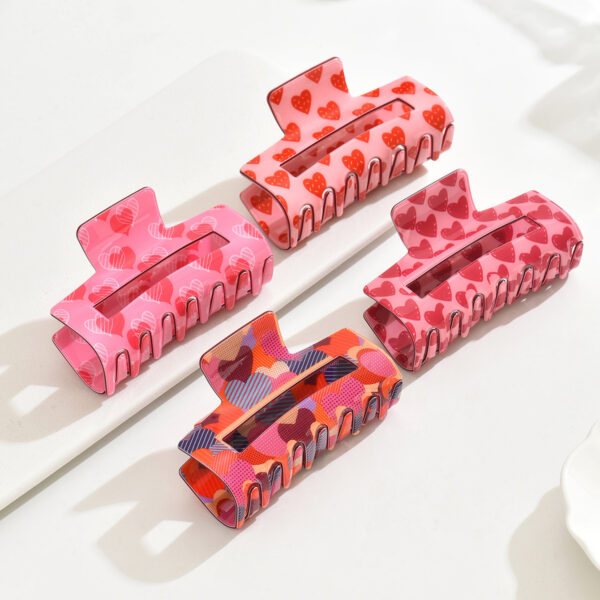 oly-91f2a5886ecc8a62f3448e4119211069 Wholesale Pink Series Valentine's Day Hairpin High-end Sense Love Printing Shark Clip Sweet Hair Grab Hair Accessories