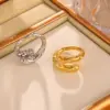 Wholesale PVD Coated Real Gold Plated 18K Gold Geometric 304 Stainless Steel Casual Elegant Modern Style Waterproof Non Tarnish Rings