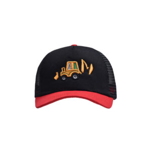 Ink black-children's cartoon excavator baseball cap / Free size-adjustable (50-54)
