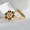 Wholesale 1 Pair Christmas Elegant Streetwear Snowflake Plating Inlay Copper Zircon Ear Studs