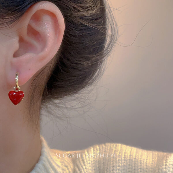 oly-92096ca08fa25f3256059765e05cdd1d Wholesale Simple Retro Red Love Ear Buckle Fashion Elegant Earrings Women's Earrings Valentine's Day Gift