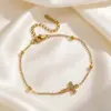 Wholesale Three-dimensional Geometric Bracelets For Women With 304 Stainless Steel Pendant And Glass Inlay Featuring O Chain