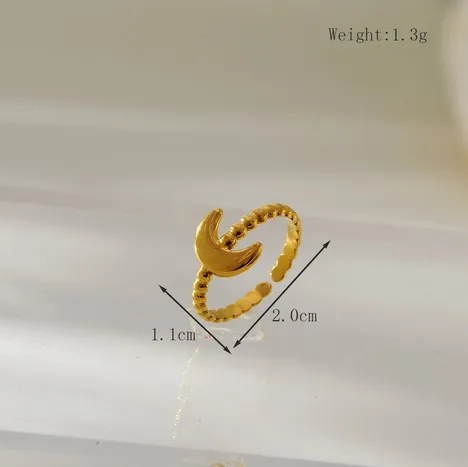 Wholesale Ion Plating (IP) 18K Gold Plated Star Moon 304 Stainless Steel Simple Style Classic Style Waterproof Non Tarnish Open Rings