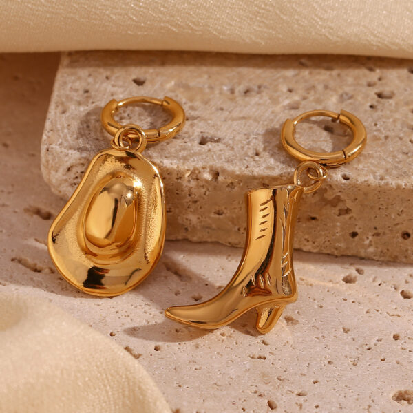 oly-92271d3ba19c49d0d93f43e187bb1a9e Wholesale 18K Cowboy Boots Explosions Earrings Plated Small Gold Personality Hat Earrings Women's Western Stainless Steel Fashion