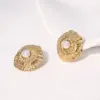 Wholesale PVD Coated Real Gold Plated 18K Gold Irregular 304 Stainless Steel Elegant Sweet Simple Style Waterproof Non Tarnish Ear Studs